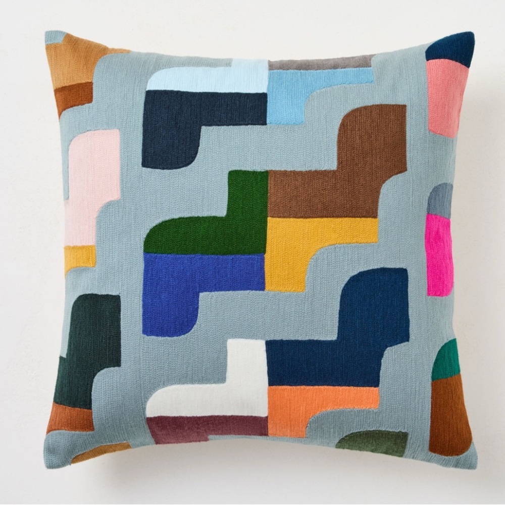 West Elm Crewel Descending Shapes Pillow